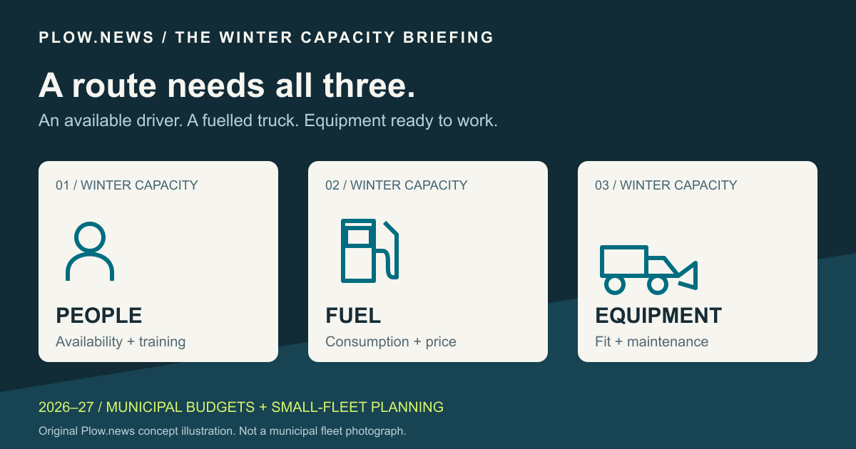 Plow.news illustration of the three parts of winter capacity: people, fuel and equipment