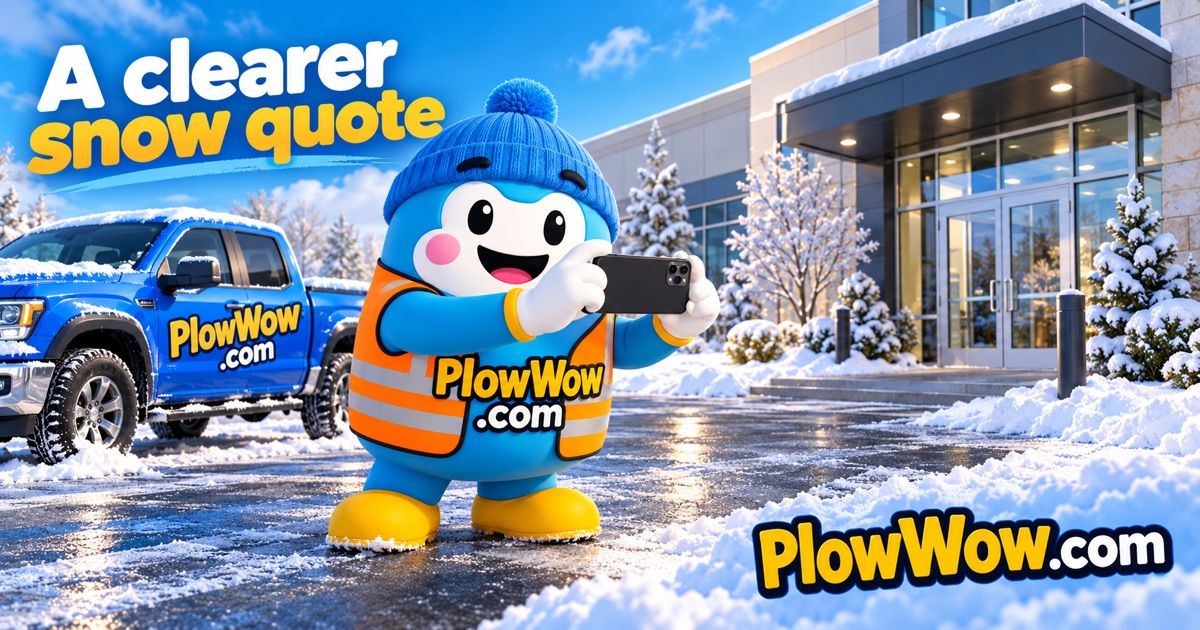 Wow, PlowWow’s mascot, introducing clearer snow-service quote planning